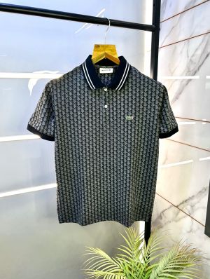 Lacost e Grey Monogram Polo Premium Collar Neck T-shirt F2797-GY