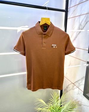 Hugo_Boss Brown Premium Collar Neck Polo T-shirt F2703-BR