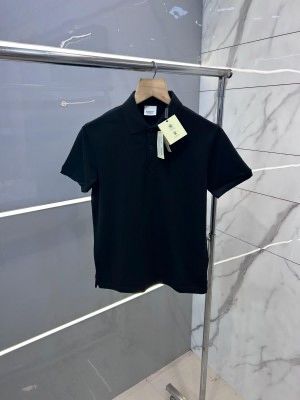 Burberr y Classic Polo With 240 Gsm Interlock Cotton Lycra Fabric Black 1728
