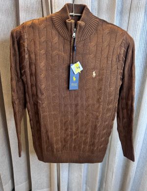 RALPH LAURE_N POLO BROWN KNITTED PREMIUM ELBOW WORK 