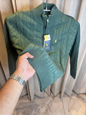 RALPH LAURE_N POLO BOTTLE GREEN KNITTED PREMIUM ELBOW WORK 