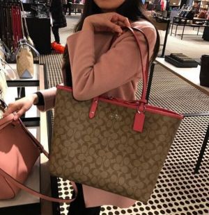 Coach_Signature_City_Tote_Bag_With_OG_Box_&_Dust_Bag_(Apricot_Red-810)