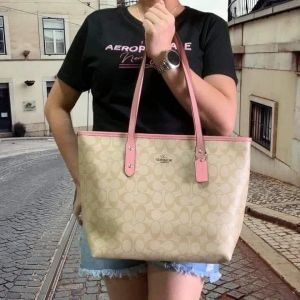 Coach_Signature_City_Tote_Bag_With_OG_Box_&_Dust_Bag_(Beige_Pink-1127)
