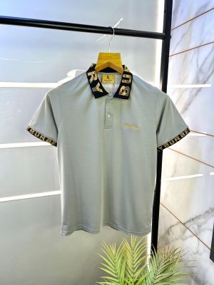 Burberr y Grey Polo Embroidery Premium Collar Neck T-shirt F2591-GY