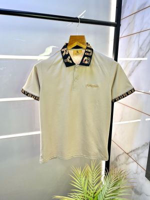 Burberr y Beige Polo Embroidery Premium Collar Neck T-shirt F2591-BE
