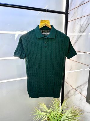 Zar a Knitted Dark Green Imported Super Premium Collar T-shirt F2829-DGR