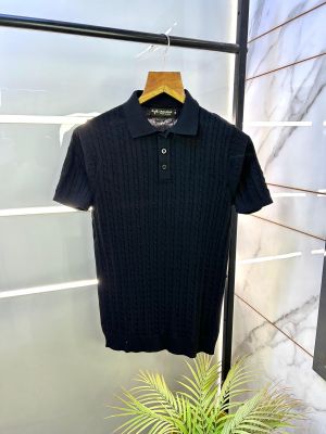 Zar a Knitted Black Imported Super Premium Collar T-shirt F2829-BL