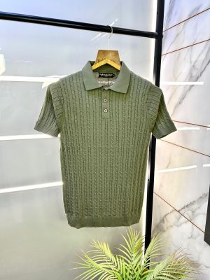 Zar a Knitted Green Imported Super Premium Collar T-shirt F2829-GR