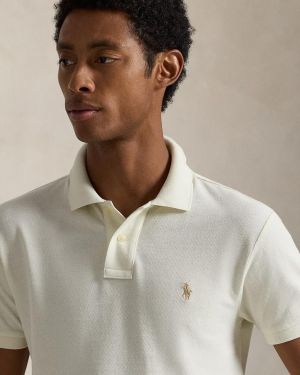 Ralph  Lauren Cream Embroidery Logo Classic Polo T-Shirt