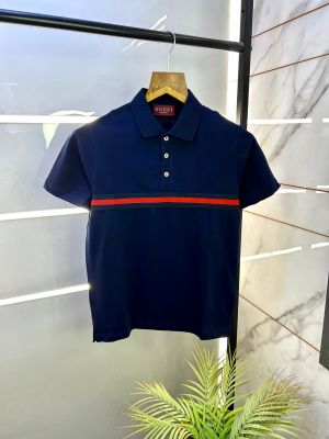 Gucc i Navy Imported Polo Neck Premium Collar T-shirt F2777-N2