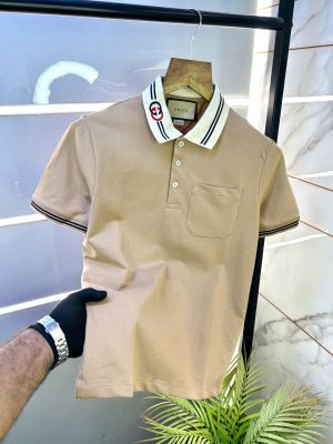 Gucc i Brown Imported Polo Neck Premium Collar T-shirt F2777-BR1