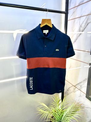 Lacost e Navy Embroidery Logo Collar Neck Premium Polo T-shirt F2792-NY