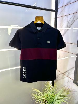 Lacost e Black Embroidery Logo Collar Neck Premium Polo T-shirt F2792-BL