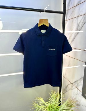 Coac h Navy Polo Premium Collar Neck T-shirt F2700-NY