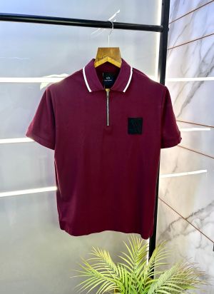 Arman_i Exchange Wine Zipper Premium Polo Collar Neck T-shirt F2801-WI