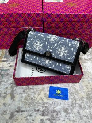 Tory_Burch_T Monogram Shoulder Bag With Adjustable Strap With OG Box & Dust Bag (Black - 616)