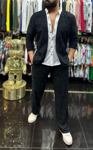 DIOR_BLACK_MONOGRAM_PRINT_PREMIUM_CORD_SET_With_ATTACHABLE_SHIRT_(935)