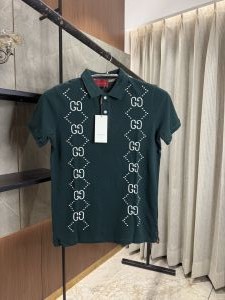 GUCC_I GG BOTTLE GREEN PREMIUM FABRIC POLO 