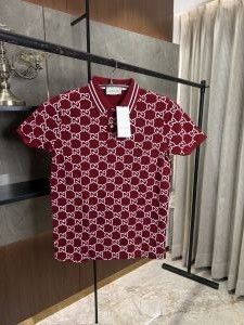 GUCC_I GG RED PRINTED  PREMIUM FABRIC POLO 