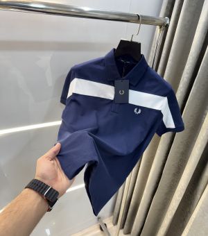 Fredperry Navy Blue Embroidery Logo Premium Polo T-Shirt