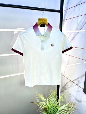 Fred Perry White Polo Premium Collar Neck T-shirt F3052-WH