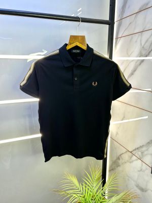 Fred Perry Black Polo Premium Collar Neck T-shirt F3052-BL