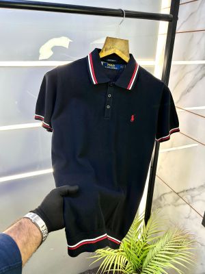 Ralph_Lauren Polo knitted Black Premium Collar Neck T-shirt F2847-BL
