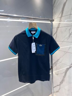 Lacost e Navy Premium Cotton Lycra Pique fabric Polo Tshirt with Collar Design and Embroidered Logo Pocket Style 2840