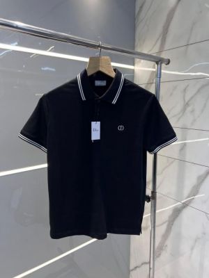 Christian Dio r Black Premium Cotton Lycra Pique fabric Polo Tshirt with Collar Design and Embroidered Logo 2885