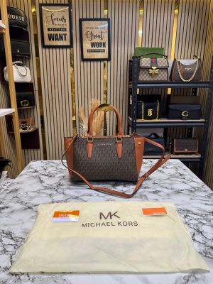 Michael_Kors Laila Satchel Bag With Dust Bag (Brown)