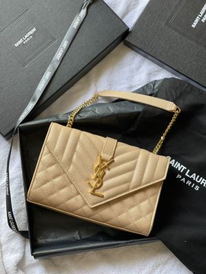 Ysl Envelope Bag Khakhi Gold With Original Box & Dust Cover