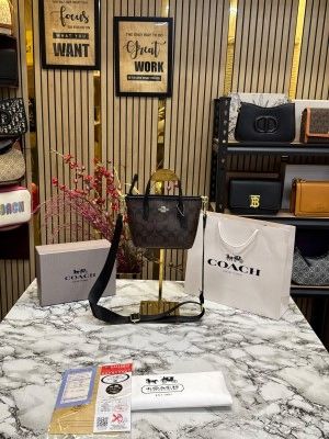 Coach_City_Mini_Tote_Bag_In_Signature_Canvas_With_Box_And_Dust_Bag_Including_CarryBag_(Coffee_Black)