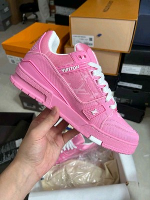 Louiis Vuitton Trainer Monogram Denim Pink White 315