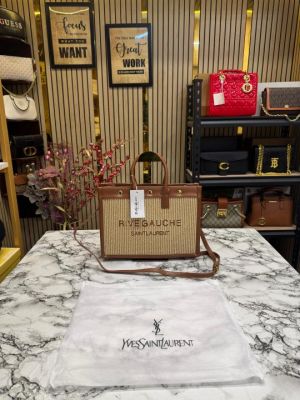 Yves Saint Laurent Rive Gauche Handbag With Dust Bag (Brown)