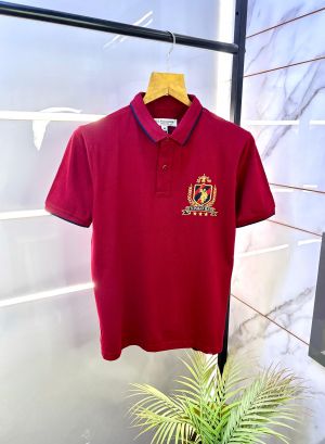 Us Polo Maroon Premium Printed Collar Neck T-shirt F2837-MA