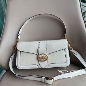 Coach_Georgie_Pure_White_ShoulderBag_With_OriginalBox_DustCover_1Short_And_1LongBelt