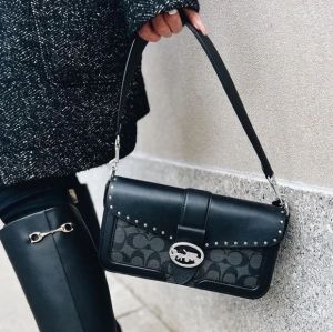 Coach_Georgie_Black_Monogram_ShoulderBag_With_OriginalBox_DustCover_1Short_And_1LongBelt