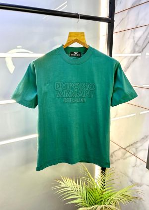 Emporio Arman_i Green Embossed Print Drop Shoulder Premium Round Neck T-shirt F2813-GR