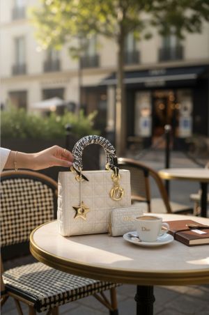 Dior_lady_combo bag premium quality with box(white)