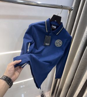 Versace Couture Petrol Blue Logo Work Imported Polo T-Shirt