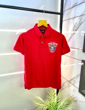 Us Polo Red Back Printed Collar Neck Premium T-shirt F2845-RE