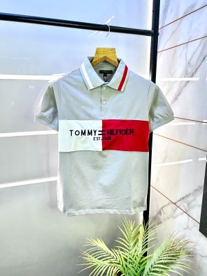 Tommy_Hilfiger Grey Embroidery Print Premium Polo T-shirt F2836-GY