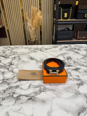 HERMES PREMIUM BELT WITH OG BOX DUST BAG H49-BLACK