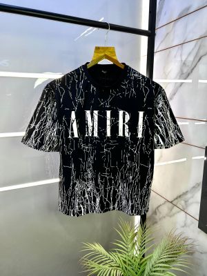 Amir i Black Allover Printed Drop Shoulder Premium Round Neck T-shirt F2857-BL