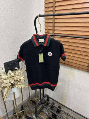 Gucc_i GG Knitted Imported Cotton Stretchable Polo T-shirt (DN 520)