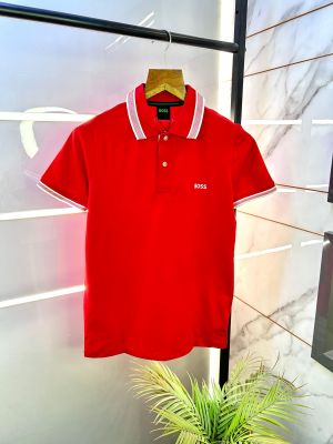 Hugo_Boss Red Premium Collar Neck Polo T-shirt F2902-RE