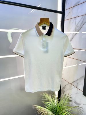 Hugo_Boss White Premium Collar Neck Polo T-shirt F3013-W1
