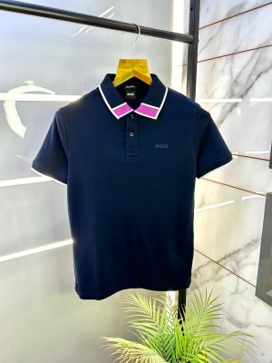 Hugo_Boss Navy Premium Collar Neck Polo T-shirt F3013-NY