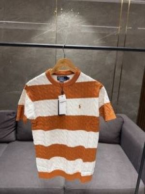 SALE RALPH LAURE_N ORANGE WHITE KNITTED PREMIUM TSHIRT