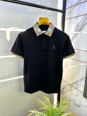 Burberr y Black Premium Collar Neck Polo T-shirt F2798-BL